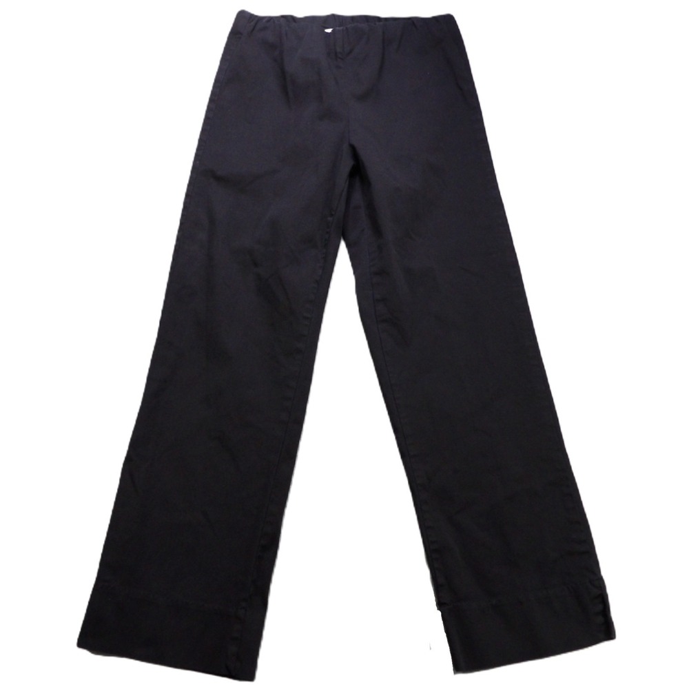 Snappy Turtle Women Black Pull On Pant Split Hem Casual Cotton Blend Small Comfy